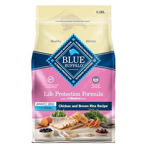 Blue Buffalo Life Protection Formula Adult Small Breed Dry Dog Food, Supports High Energy Needs, Made with Natural Ingredients, Chicken & Brown Rice Recipe, 5-lb. Bag