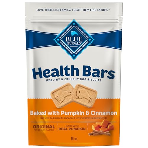 Blue Buffalo Health Bars Crunchy Dog Biscuits, Oven-Baked With Natural Ingredients, Pumpkin & Cinnamon, 16-oz. Bag