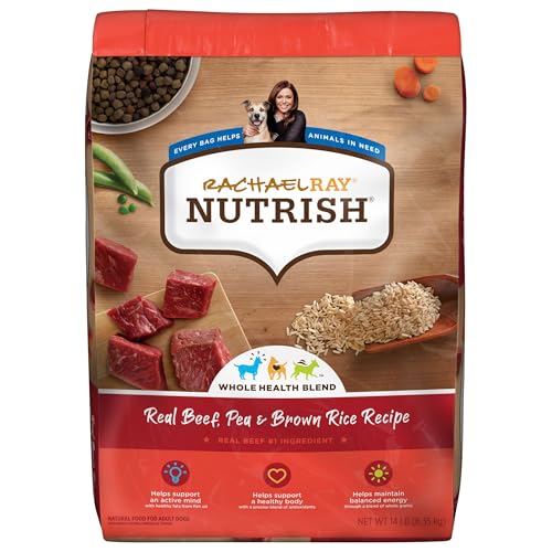 Nutrish Rachael Ray Premium Natural Dry Dog Food with Added Vitamins, Minerals & Taurine, Real Beef, Pea & Brown Rice Recipe, 14 Pounds (Packaging May Vary)