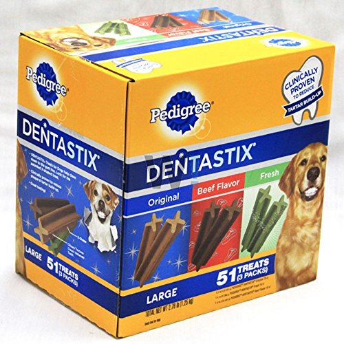 PEDIGREE DENTASTIX Large Dog Dental Care Treats Original, Beef & Fresh Variety Pack, 2.73 lb.Pack (51 Treats)